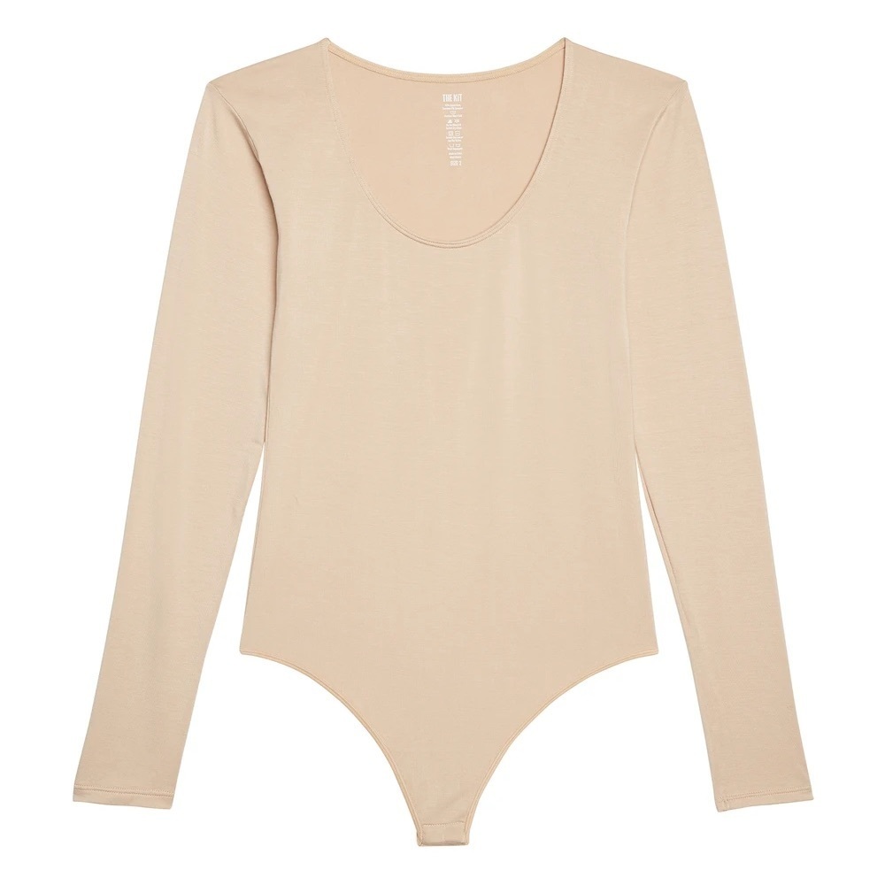 Kit undergarments Long Sleeve Thong Bodysuit in sand